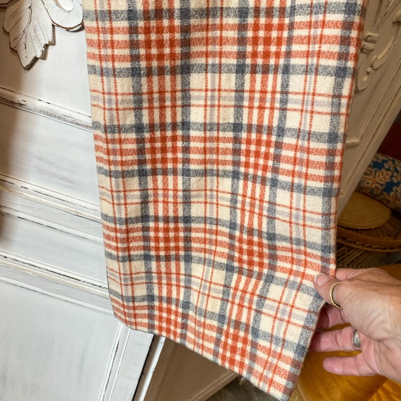 Vintage Pendleton Wool Plaid Pants Lined Size Small Peach Cream Orange Blue 70s - Picture 3 of 11
